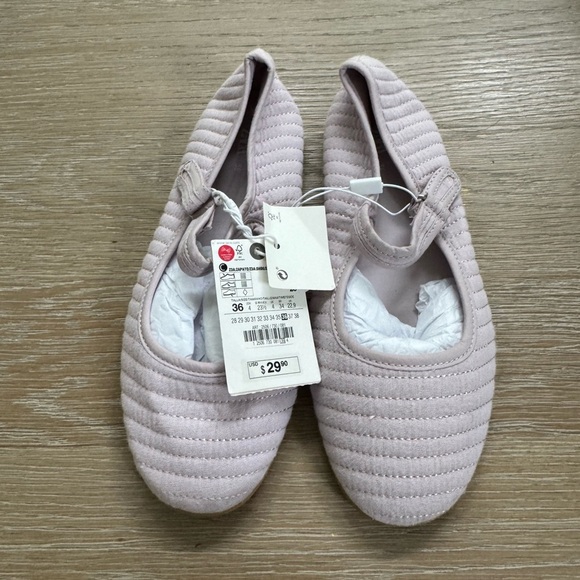 NWT Zara girls purple quilted ballet flats Maryjane style shoes size 4 kids - Picture 3 of 4